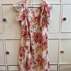 Floral cold shoulder dress